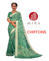 Lime green Lehariya Chiffon saree - MIRASILKS Lime green Lehariya Chiffon saree